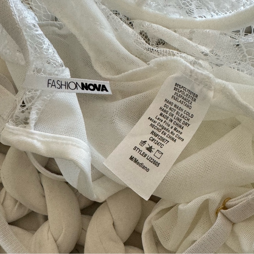 Fashion Nova | Women’s White Lace Lingerie Bodysuit - Picture 3 of 4